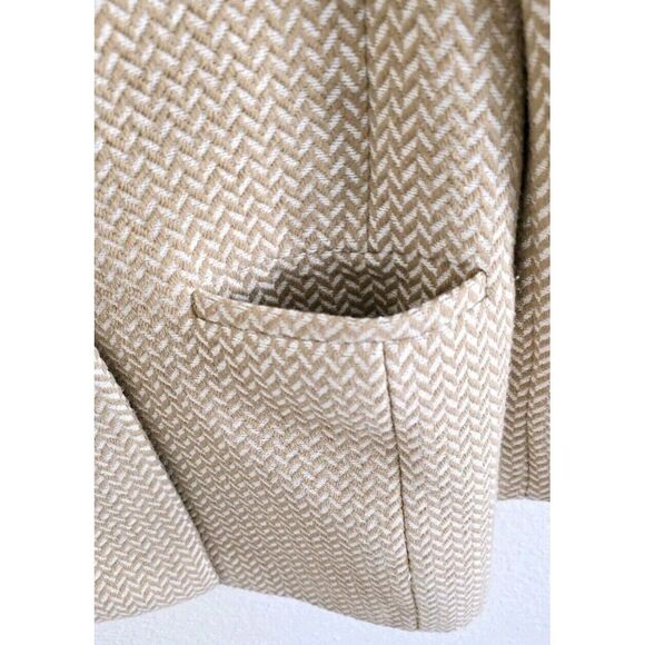 Anine Bing Fishbone Double Breasted Blazer Jacket Large Tan Cream Beige Wool XL - Picture 8 of 13